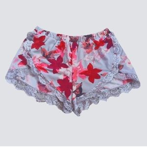 Express One Eleven Floral Lace Trim Pajama Shorts NWOT